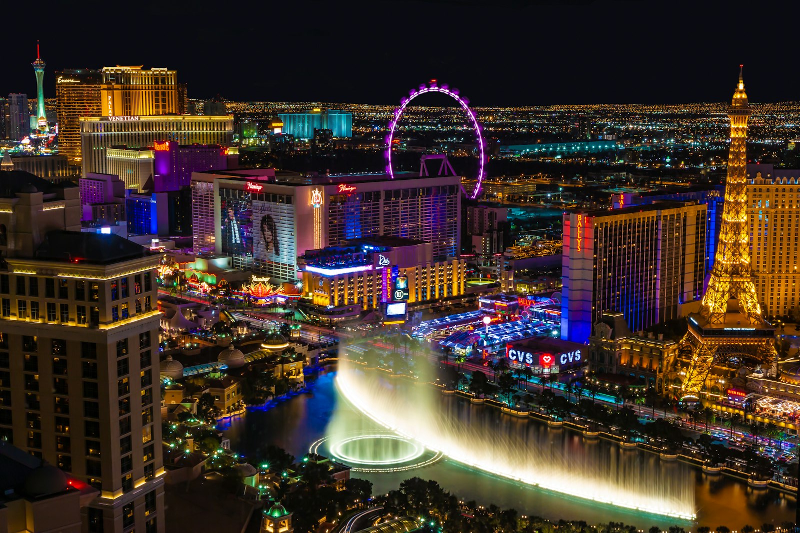 Las Vegas lit up at night, for a Pulse Report on SHE Weekend